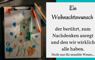 Ein Weihnachtswunsch der berührt, zum Nachdenken anregt und den wir wirklich alle haben. Nicht nur für sensible Wesen...