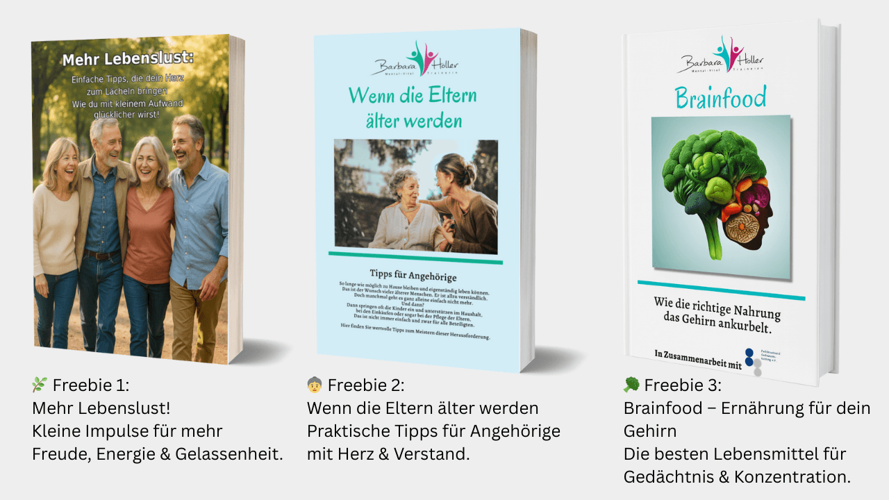 1. 🌿 Mehr Lebenslust 2. 👵 Wenn die Eltern älter werden 3. 🥦 Brainfood – Ernährung für dein Gehirn